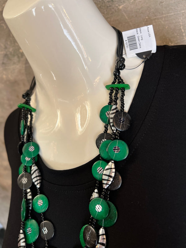 NT367A Multi Strand Necklace-Green