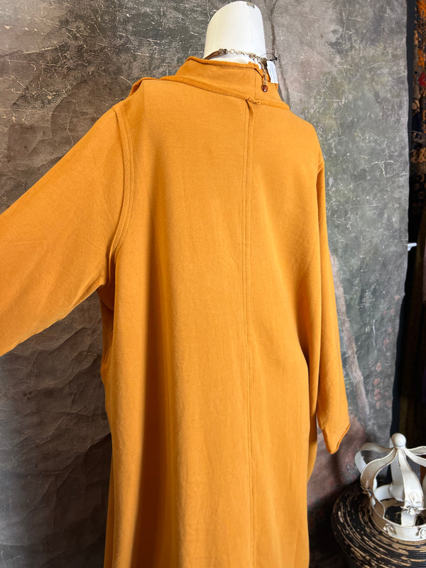 CT1367 Fleece Detail Dress-Caramel