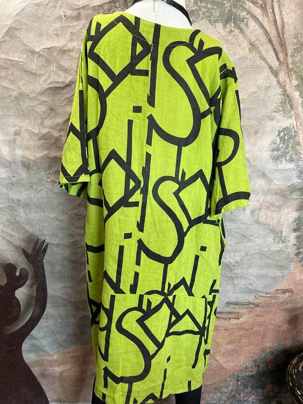 91470 3/4 Slv Tunic Dress-Kiwi