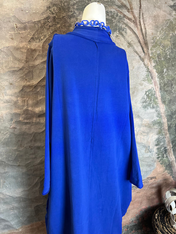 CT1367 Fleece Detail Dress-Blue