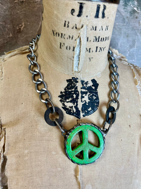 00A18 Link The Peace Necklace-Green